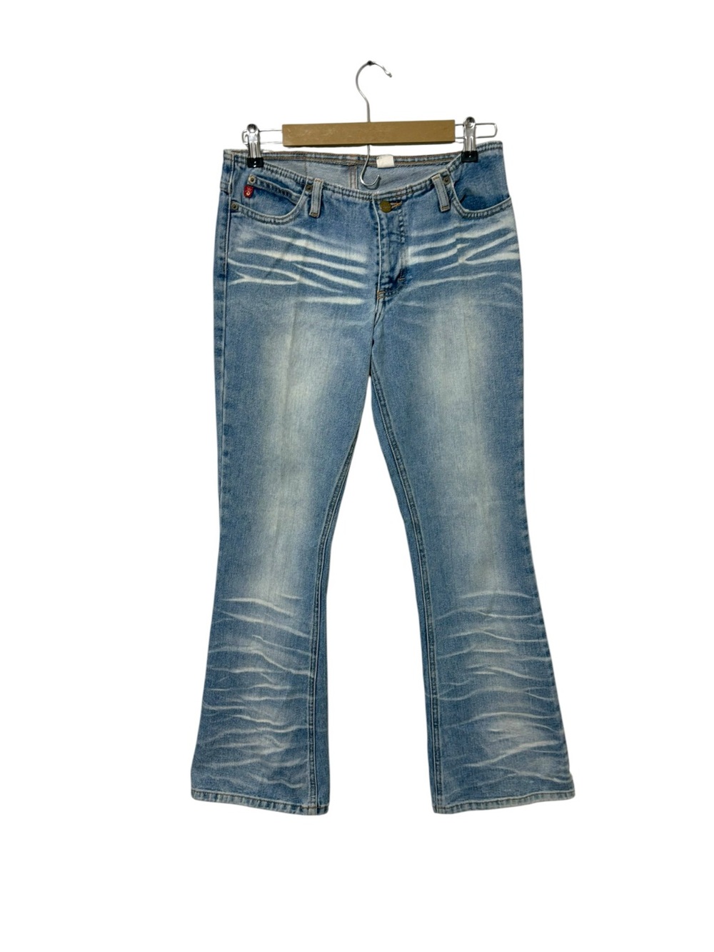 Vintage Y2K Mudd Size 9 Light Wash Faded Low Rise Flare Leg Jeans Denim